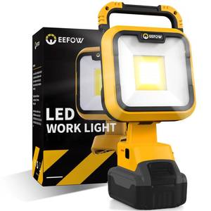 lot 48048 image: EEFOW Work Light for Dewalt Battery Portable 2 COB Lamp 6400Lumen Bright - 64W LED Lighting for Dewalt 18V 20V Max Battery Operated Worklight for Outdoor Construction (No Batteries) - Retail $23