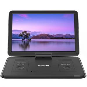 lot 48051 image: 17.5 Portable DVD Player with 15.6 Large HD Screen, 6 Hours Rechargeable Battery, Support USBSD CardSync TV and Multiple Disc Formats, High Volume Speaker, Black - Retail $130