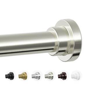 lot 48058 image: Mcrbeay Shower Curtain Rod, 1 Diameter Heavy Duty Tension Shower Rod, Non Slip Adjustable 28-74 inch No Drill Shower Curtain Rods Spring Tension For Bathroom, Shower Stall, No Rust, Brushed Nickel - Retail $20