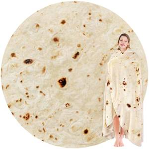 lot 48060 image: Jorbest Burrito Tortilla Throw Blanket Birthday Gifts for Women Men Teen Boys Girls, Novelty Tortilla Food Blanket Funny Gifts for Adult Kids, 285 GSM Soft Flannel Taco Blanket (Yellow, 60 inches) - Retail $19