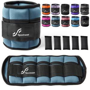 lot 48076 image: Sportneer Adjustable Ankle Weights 1 Pair 2 4 6 8 10 Lbs Leg Weight Straps for Women Men, Weighted Ankle Weights Set for Gym, Fitness, Walking, Jogging,1-5 lbs Each, 2 Pack 2-10 lbs, Dark Blue - Retail $32