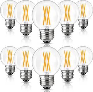 lot 48077 image: ROMANJOY 4W G16.5 LED Light Bulb 40 Watt Equivalent, Small Globe Dimmable E26 Edison Bulbs, 2700K Soft Warm Light Bulbs for Pendant Chandeliers, Ceiling Fans, Vanity, 10 Pack - Retail $26