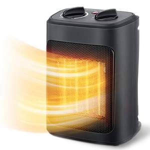 lot 48087 image: Space Heater, 1500W Electric Heaters Indoor Portable with Thermostat, PTC Fast Heating Ceramic Room Small Heater with Heating and Fan Modes for Bedroom, Office and Indoor Use - Retail $25