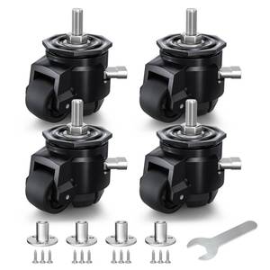 lot 48092 image: ANDUTEES Leveling Casters Set of 4, Heavy Duty Workbench Stem Caster Wheels with T-Nuts, Adjustable Retractable Swivel Industrial Castors with Ratchet Handle, Load 2200 Lbs (Stem Size 12 and M12) - Retail $55