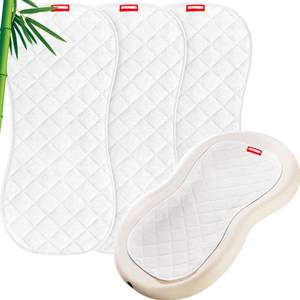 lot 48095 image: Moonsea Quilted Thicker Changing Pad Liner 3 Pack Waterproof, Fit for Changing Table Liners are Warm On a Babys Back Non-Slip Design Reusable Pads Machine Washable, White - Retail $26