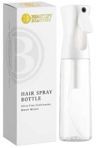 lot 54856 image: BeautifyBeauties Spray Bottle For Hair Continuous Mister Spray Bottle for Hairstyling, Cleaning, Plants, Pets, Barbers, Salons, Essential Oil Scents (10.1 Ounce) - Retail $8