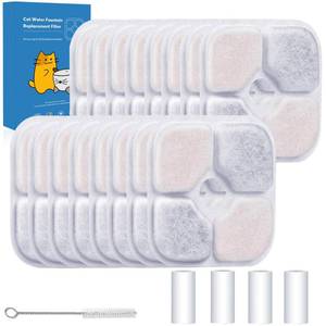 lot 54874 image: 16-Pack Cat Water Fountain Filter Compatible With Catit Pixi Water Fountain Filter Replacement Triple Action Water Filter, 4 Pump Tubes 1 Hard Brush - Retail $13