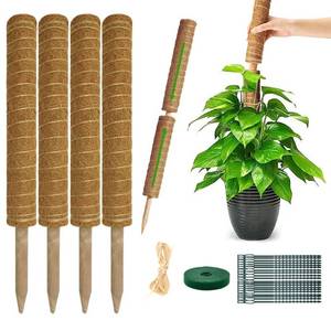 lot 54886 image: Moss Pole Monstera Plant Support 4 Pack 16 inch Stackable Coco Coir Moss Totem Stake Tall Plants Rod Stand Grow Stick Moss Holder for House Live Plant,Indoor Climbing Potted,Vine,Pothos,Philodendron - Retail $11