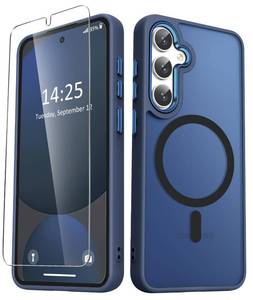 lot 54891 image: YENAPOON for Samsung Galaxy S25 Case, Matte Magnetic Phone Case with 1 Screen Protector, Support for Magsafe, Translucent Frosted Shockproof Protective Cover for Samsung Galaxy S25, Navy Blue - Retail $12