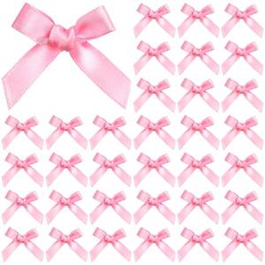 lot 54892 image: 100PCS Tinkrstuff Pink Mini Bows for Crafts, 1.52 Fabric Small Bows for Decoration,Satin Ribbon Tiny Bow for Clothes Ornament, Cute Christmas Tree Bows &Thanksgiving Gifts Party Cake Balloon Treats - Retail $5