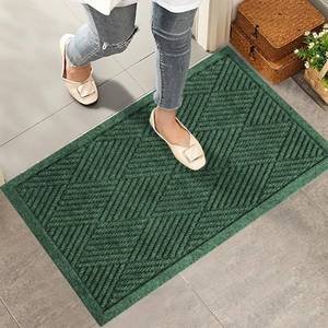 lot 55603 image: HIYARD Sturdy Front Door Mat, Absorbent Muddy Dirt Resist Welcome Door Mats Outdoor Indoor, Stain and Fade Resistant, Non-Slip Rubber Backing Low Profile Doormat for Entryway, 30x17, Green - Retail $18
