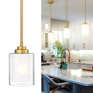 lot 55605 image: TENGXIN Modern Pendant Light, Brushed Gold Modern Pendant Light for Kitchen Island, Hanging Ceiling Light Fixture, Farmhouse Pendant Lighting for Dining Room Bedroom Bar Office,TXPLBG02 - Retail $43