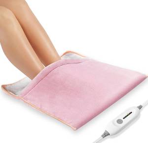 lot 55606 image: Foot Warmer Electric, Heating Pad King Size Ultra Soft Flannel, Extra Large for Bed, Abdomen, Feet, Back, Cramp, OfficeHome Under Desk, 10ft Cord, Auto Off, 22 x 20 - Pink - Retail $30