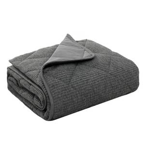 lot 55608 image: ZonLi 15lbs Weighted Blanket for Adults Sleeping, Double-Sided All Season Reversible 75D Cooling Mesh & Warm Ribbed Microfiber, 60x80 Grey, Machine Washable - Retail $55