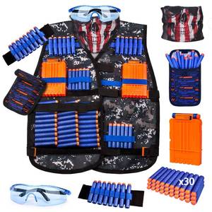 lot 55611 image: KKONES Kids Tactical Vest Kit for Nerf Guns Series with Refill Darts,Dart Pouch, Reload Clips, Tactical Mask, Wrist Band and Protective Glasses, Toys for 8 9 10 11 12 Year Boys - Retail $20