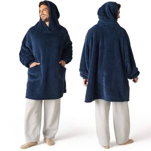 lot 55613 image: Bedsure Wearable Blanket Hoodie Gifts for Dad Women, Warm Cozy Giant Big Hoodie Blanket Oversized Sweatshirt for Adult Women Men, Navy Blue - Retail $36
