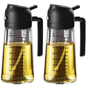 lot 55614 image: TrendPlain 16oz470ml Glass Olive Oil Sprayer for Cooking 2 in 1 Olive Oil Dispenser Bottle for Kitchen Gadgets and Air Fryer Accessories, Salad, BBQ - 2 Black - Retail $16