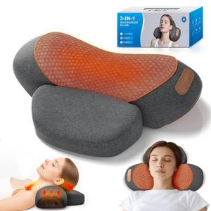lot 55620 image: 3-in-1 Neck Massager Pillow with Heating and Cervical Traction - Deep Tissue Massage for Pain Relief, Ergonomic Shoulder Massage Pillow, Neck Hump Corrector Ideal Gift for Women and Men Corded - Retail $86