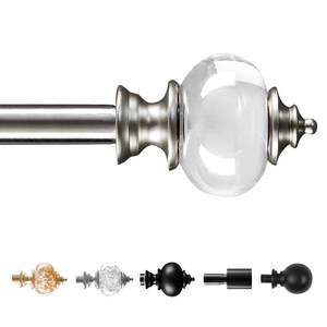 lot 55634 image: Deconovo Heavy Duty Curtain Rod 48x84 Inch Long, 34 Inch Metal Rod in Nickel, Adjustable Window Rods with Decorative Finials, Wall Mount Hardware Included, Fits Bedroom Living Room Kitchen Curtains - Retail $34