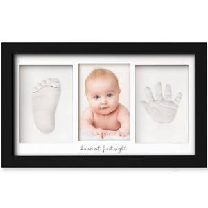 lot 55637 image: KeaBabies Baby Hand and Footprint Kit - Clay Handprint Keepsake Frame, Newborn Nursery Picture Frame, Personalized New Mom Gifts for Baby First Christmas Shower (Onyx Black) - Retail $20