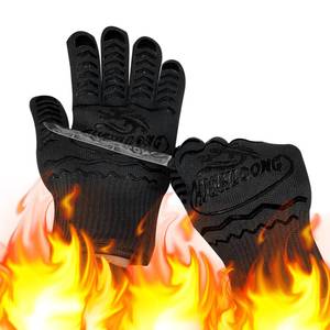 lot 55641 image: 1472°F Extreme Heat Resistant Gloves for Grill BBQ, Oven Gloves for Cooking, Grilling, Baking, and Camping Oven Mitts with Fingers for Kitchen, Smoker, Cast Iron, Fire Pit, Pizza, Fryer, Barbecue - Retail $14