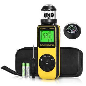 lot 55642 image: AIOMEST Handheld Wind Cup Anemometer with Direction, Digital Wind Speed Meter Gauge Measure 1.593MPH Air Flow Velocity, Wind Temp for Outdoor Hunting Shooting Drone Surfing HVAC - AI-881M - Retail $29