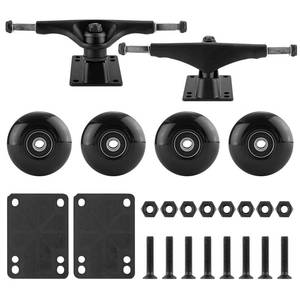 lot 55643 image: TLHB Skateboard Truck,Skateboard Wheels 52mm Suitable for Skateboarders,Fits 7.5-8 Deck Skateboard Bearings,Skateboard Pads,Durable Skateboard Hardware Combo Starter Kit-Black - Retail $25