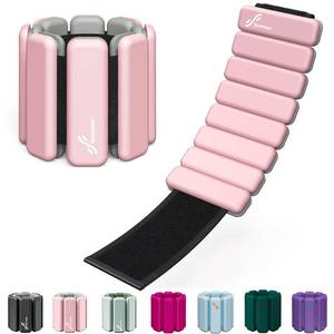 lot 55653 image: Sportneer Wrist & Ankle Weights for Women Men - 1 Pair (1 lb2 lb Each)  Adjustable Weighted Bracelet Silicone Bangles for Yoga, Dance, Pilates, Cardio, Aerobics, Gym, Pool Exercises and Jogging (Pink Peony, 2 LBS x 2) - Retail $38