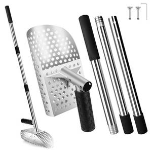 lot 55658 image: Sand Scoop for Metal Detecting,Heavy Duty Stainless Steel Metal Detector Scoop with Long Handle,Metal Detecting Shovel Used for underwater treasure hunting, beach soil metal detection, and excavationr - Retail $35