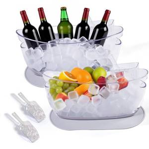 lot 55667 image: SRRUI Ice Bucket Upgraded Beverage Tub with Anti Condensation Silicone Pad and Ice Scoop Set 5.5L Ice Tub Party Cooler Mimosa Bar Supplies - Retail $40