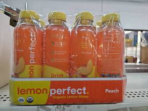 lot 759 image: Lemon Perfect Peach Organic Lemon Water 12 Pack. BB  May 2026