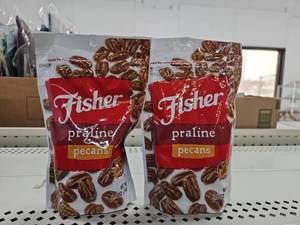 lot 809 image: Lot of 2 Bags. FISHER, PRALINE MAMMOTH PECANS. BB 9 18 2025