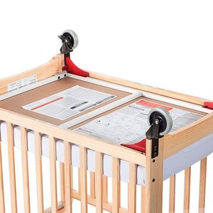 lot 2005 image: Foundations Evacuation Kit for Next Generation Serenity Cribs Conversion into an Evacuation Crib, Premium 4 inch Non Marking Casters & 4 Red Gusset Plates