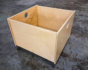 lot 2006 image: 24 inch Square Wood Toy Box  Storage Bin with Casters