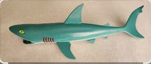 lot 3062 image: Lot of 11, 13 PVC plastic great white shark toy figure.