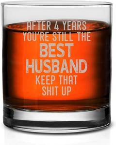 lot 3091 image: Veracco After 4 Years Youre Still the Best Husband Whiskey Glass Funny Meaningfull Hubby Gifts From Wife 4 Year Gifts For Him Drinking Glasses Anniversary Husband Birthday Gift