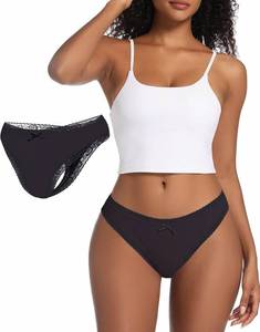 lot 3115 image: Niidor Thongs for Women Lace Seamless Thongs Underwear Women Pack No Show G String Thongs Sexy Womens Panties White Medium
