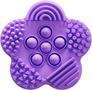 lot 3123 image: 1pcs Function Pop 2-in-1  Fidget Toys Sensory Stone for Kids  Textured Soft Worry Stone for Autism Kids Calming - Fidget Stress Toys for Students Anxiety Relief - Small Prizes Fidget Toys (Purple)