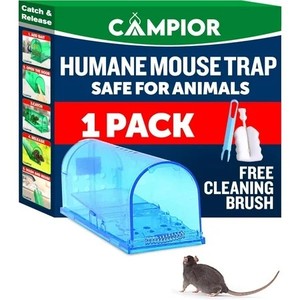 lot 3138 image: Campior Humane No-Kill Mouse Trap, Large, Indoor, Child & Pet Safe, Easy to Clean, 1-Pack, Blue