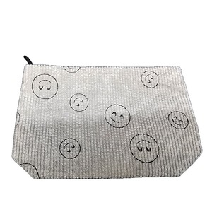 lot 3167 image: Smiley Face Cosmetic Bag Large Capacity Corduroy Makeup Bags Travel Toiletry Bag Accessories Organizer for Women