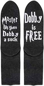 lot 3171 image: Dobby Socks, Dobby Is Free Knitted Words Unisex Combed Cotton Novelty Socks 1pack