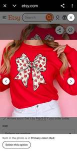 lot 3182 image: Coquette Heart Bow Valentines Day Sweatshirt, Retro Valentine Shirt, Valentine Day Bow Shirt, Coquette Bow Shirt, Heart Bow Valentine Gift. Large