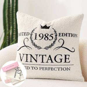 lot 6024 image: 40TH Birthday Gifts for Women, Vintage 1985 Pillow Cover 18x18 Inch 40 Year Old Birthday Decorations for Women, Mom, Wife, Friends, Daughter, Sister (Cover Only)