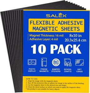 lot 6039 image: Lot of 2, Magnetic Sheets with Adhesive Backing 8 x 10 for Crafts, DIY. 10 Strong Craft Magnets to Make Flexible Magnet Self Sticky Tapes, Strips, Squares, Sheet for School Classroom Board, Fridge, Photos