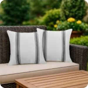 lot 6042 image: Lot of 2, Potanhugie Outdoor Pillow Covers 18x18 Black