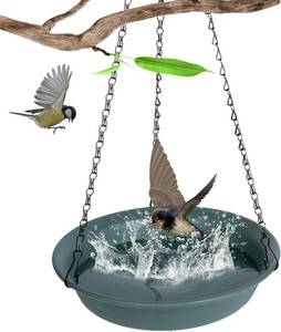 lot 6050 image: Afrine Hanging Bird Bath for Outside, Hanging Bird Water Feeder for Outdoor, Birdbath Bowl, Birdbaths for Outdoors Balcony Window Backyard Garden, Small Large Wild Birdfeeder Tray (12, Green)