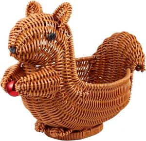 lot 6051 image: Cabilock Rattan Fruit Basket, Creative Squirrel Woven Basket for Fruit and Snack Holder Kitchen Counter Living Room Decor