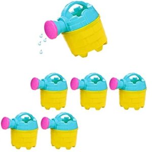 lot 6053 image: 6 Pack Kids Watering Cans Bulk (Mini) 4.5 Plastic - Gardening Planting Tools for Kids & Toddlers, Beach Party Favors Gifts, Bulk Sand Toys