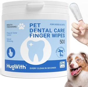 lot 6059 image: Pet Dental Finger Wipes for Dogs & Cats, Gentle Dog Teeth Cleaning Wipes - Coconut Oil Dog Dental Wipes - Fresh Breath & Healthy Gums Solution - Easy Oral Care for Pets - 50 Count