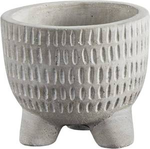 lot 6062 image: 47th & Main Cement Planter - Large Tripod Footed Plant Pot with Textured Design, 4 x 3.5, Soft Grey